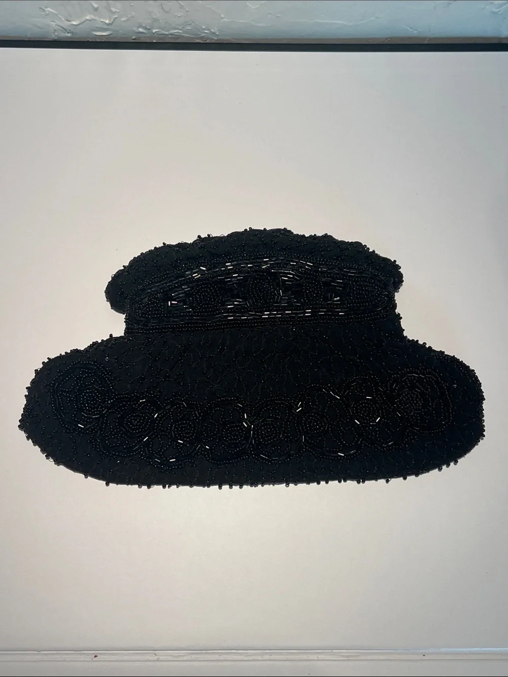 1940s Vintage Evening Clutch Black Beaded Made in Belgium